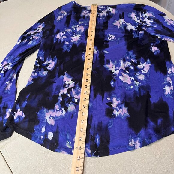 Simply Vera Vera Wang Floral Long-Sleeve Blouse Size L - Picture 7 of 8